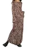 Lässige Kleider Lizxun Damen Mode Zebra-Druck Langarm, figurbetontes Kleid, ausgestellte Manschette, runder Kragen, schmaler Rock, Party