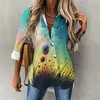 Women's Blouses Temperament Loose Shirt Women Fashion Grass Dandelions Butterfly Print Y2k Streetwear Top XS-8XL