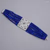 Strand Guaiguai smycken 10 strängar 8 '' Blue Rondelle Jade CZ Pave Connector Armband