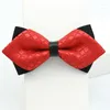 Bow Ties Men's Formal Wear Professional Business Festive Red Bridegroom Wedding Polyester Silk Plain Spot Pointed Double Layer Tie