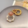 Ohrstecker Koreanischer eingelegter Zirkon Naturstein Perle Herzform für Frauen Niedlicher zarter stilvoller Schmuck Großhandel