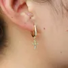 Dangle Earrings Fashion Cz Cross Earring Gold Silver Color Paved Sparking Drop Charm Ear Jewelry