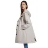 Automne et hiver nouveau imperméable à capuche décontracté long manteau en peau de mouton ample grand coupe-vent extérieur pour femmes 23 vestes en cuir pour femmes