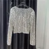 Giacche da donna Giacca corta da donna manica lunga con paillettes lucide Bolero Coprispalle con scollo a V Giacca cardigan con paillettes Cappotto corto sottile Top Casual