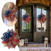 Dekoratif Çiçekler Noel Riff Kapı için 1 PCS Amerikan Vatansever Çelenk Ön Dört Temmuz Bağımsızlık Günü Kırmızı Beyaz ve Mavi