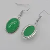 Boucles d'oreilles pendantes Vert Jad E Pierre Perles Ovales Bijoux GEM T258