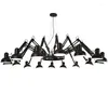 Lampes suspendues LED lustre moderne noir Suspension Luminaire suspendu pour salon lumières d'araignée flexibles