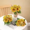 Fleurs décoratives Bouquets de tournesol artificiels fausses fleurs sauvages pour bébé douche maison mariage printemps décor mariée tenant fleur