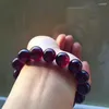 Strand Genuine Natural Red Tourmaline Crystal Transparent Round Beads Women Fashion Bracelet 13mm