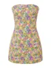Повседневные платья wsevypo retro цветочный принт Бандо короткое платье элегантное летнее женское напле