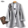 レディースジャケット2023ファッションデザインアプリコットスーツコート女性秋の韓国カジュアルテーラードオフィスレディ23096