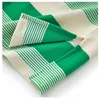 2023 Summer GreenStriped Print Dress Short Sleeve Lapel Neck Buttons Midi Casual Dresses W3L046212