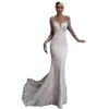 2023 Luxury Arabiska sjöjungfru bröllopsklänningar Dubai Sparkly Crystals spetsar långa ärmar brudklänningar domstolståg tyll kjol paljetter 237U