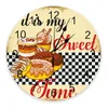 Wall Clocks Dessert Food Donut Plaid Home Decor Modern Kitchen Room Bedroom Living Clock