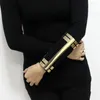 Bangle Long Alloy Big Cuff Fashion Open T Armband för kvinnors uttalande smycken Femme Show Accessories Manchette Ukmoc Raym22