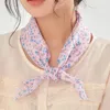 Halsdukar mode bomullslinne för kvinnor triangel huvudduk blommigt tryck huvud wrap halsduk hårtillbehör huvudbonad sommarhöst