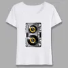 Women's T Shirts Novelty DJ Tape Design Shirt Women Herren Fotodruck Mc Music Disco Fashion Printed T-shirt Vintage White Tops Tees