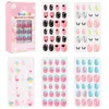 120pcs Child Full Cover Nails Kids False For Kid Girls Candy Press on Fake Nails Colorful Self Adhesive Nail Manicure Tips