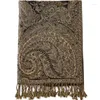 Scarves Pashmina Silk Scarf Shawl Wrap Stole Big Paisley Jacquard Rave 2 Layers Reversible Classic Fringe For Women 70X180cm 240g