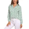 Women's Blouses Women's Dalmatian Spots Blouse Long Sleeve White Dots Print Vintage Women Korean Fashion Oversized Shirt Graphic Top