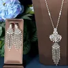 Halskette Ohrringe Set HIBRIDE Afrikanische 2 stücke Zirkonia Braut Mode Dubai Schmuck Für Frauen Hochzeit Party Zubehör N-1489