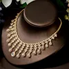 Necklace Earrings Set Fashion Gold Color Nigerian Wedding Cubic Zirconia Dubai 4PCS Dress Jewelry For Women Accessories N-1490