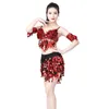 Стадия Wear 2023 XL Size Sexy Dance Costumes для женской карнавальной одежды 4-листья кисточка для бюстгальтера с нарядами для юбки