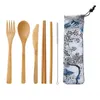 Conjunto de louça conjunto japonês de madeira talheres de bambu palha com saco de pano cozinha utensílios de cozinha