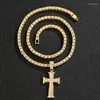 목걸이 Moissanite 펜던트 목걸이 남성을위한 오화 된 강철 목걸이 여성 애호가 금과 장미 컬러 체인 크로스 작은 종교 보석