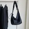 Bolsos de noche Bolso de mujer con cremallera Bolso de hombro pequeño Bolso de diseñador de lona coreano Crossbody Correas plisadas medias