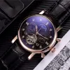 2023 Fashion Watch Men Watch Skeleton Tourbillon Orologio meccanico automatico a carica manuale Orologi classici in pelle naturale Gentleman Busi246T