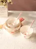 Skålar jordgubbe tryckt keramiskt bordsartiklar chic underglasyr färgade rätter söt baby japansk stil skål tallrik behållare