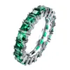 Bröllopsringar utsökta Lady Emerald Zircon Ring Enkel silverpläterad CZ Crystal Fashion Elegant Engagement Smycken