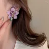 Pendientes de tuerca a la moda de algodón redondo para mujer, tela de cristal Vintage, flor ligera de lujo, joyería femenina morada