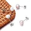 Kolczyki na stadnatach Naturalne Perły Emowanie 18 7 mm Trenda dla kobiet 1 para słodkowodnych perłów biżuterii