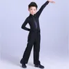 Bühnenkleidung Komfort Latin Dance Shirts für Kinder Schwarz Weiß Fitness Stoff Fransen Hosen Männliche ChaCha Tops Junge Show Hosen Y10490