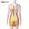 Casual Jurken Sexy Mini 3D Body Art Gedrukt Slanke Jurk Voor Vrouwen 2023 Zomer Mode Mouwloze Bodycon Outfits Club Party groothandel