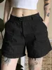 Damen Jeans Damen Schwarz Cargo Denim Shorts Mode Sexy Y2k Casual Hohe Taille Streetwear Vintage Gothic Harajuku Koreanische Sommer