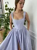 Fashion Lavender Prom Dresses Straps Bone Bodice aftonklänningar Slits så snörning Lace Up Formal Red Carpet Long Special Occed Party Dress