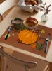 Tapis de table Thanksgiving citrouille érable cuisine salle à manger décor accessoires 4/6 pièces napperon résistant à la chaleur linge vaisselle tampons