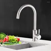 Küchenarmaturen Wasserhahn, 360-Grad-Drehung, gebogener Auslauf, Einhand-Waschbecken, Kaltwasserhahn, gebürsteter Prozess, Deckmontage