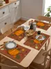 Tapis de table Thanksgiving citrouille érable cuisine salle à manger décor accessoires 4/6 pièces napperon résistant à la chaleur linge vaisselle tampons