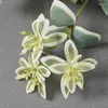 Fleurs décoratives Simulation plante verte fête fenêtre décoration mariée tenant un seul Bouquet blanc bord feuilles argent orchidée maison approvisionnement
