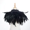 Écharpes plumes naturelles haussements d'épaules châle femmes Cosplay Halloween luxe épaule enveloppes Sexy Punk gothique faux col