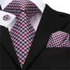 Papillon Hi-Tie Silk 20 Styles For Men Novità Hanky Gemelli Set Cravatta da uomo Cravatta rossa formale Cravatta da lavoro da sposa