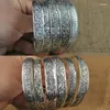 Bangle Vintage Elephant Flower Tibetan Tibet Armband Charmiga Elegant runda metallmanschett Bangles Women Smycken