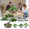 Enfeites decorativos de flores Bem-vindo Pinho Presente Quintal Vaso Escritório Artificial Bonsai Árvore Simulação Plantas Decoração de casa Área de trabalho fácil de limpar