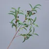 Dekorativa blommor simulering växt realistiska långvariga 4 gaffel konstgjord olivgren med frukt enkla vård party gynnar