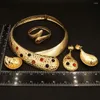 Collier boucles d'oreilles ensemble Dubai femme plaqué or bijoux coloré pierre artificielle luxe pendentif mariage Banquet fête cadeau Design italien