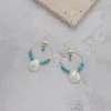 Dangle Earrings One Pair Gold Plated Brass Semi-Precious Synthetic Stone And Shell Earring (BE1150)